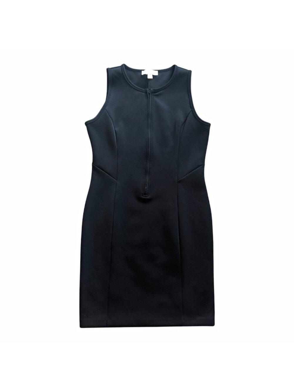Michael Kors Women's Black Sleeveless Sheath Knee Length Dress Front Zip 12